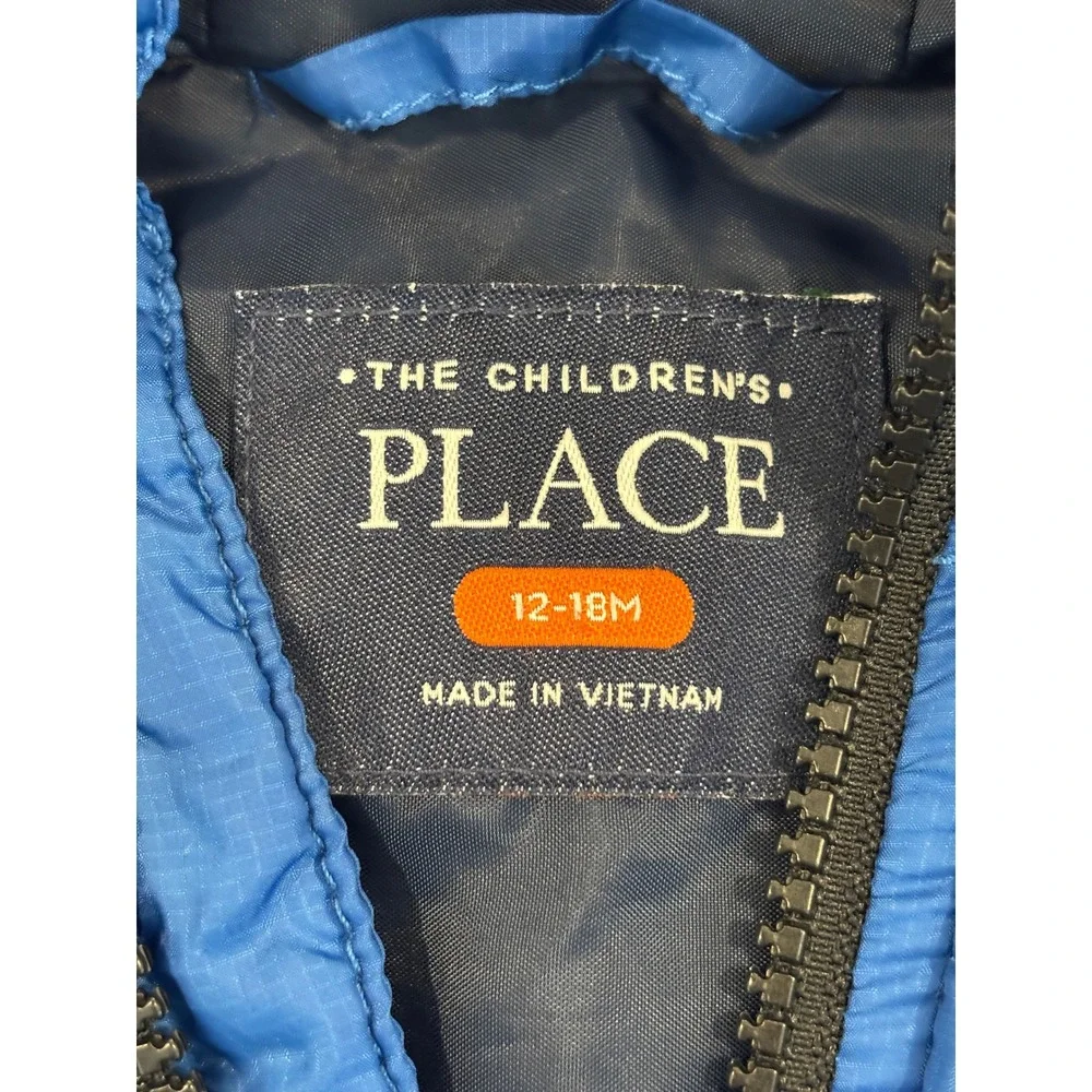 The Childrens Place Boys Blue Hooded Puffer Jacket Size 12-18M Quilted Coat